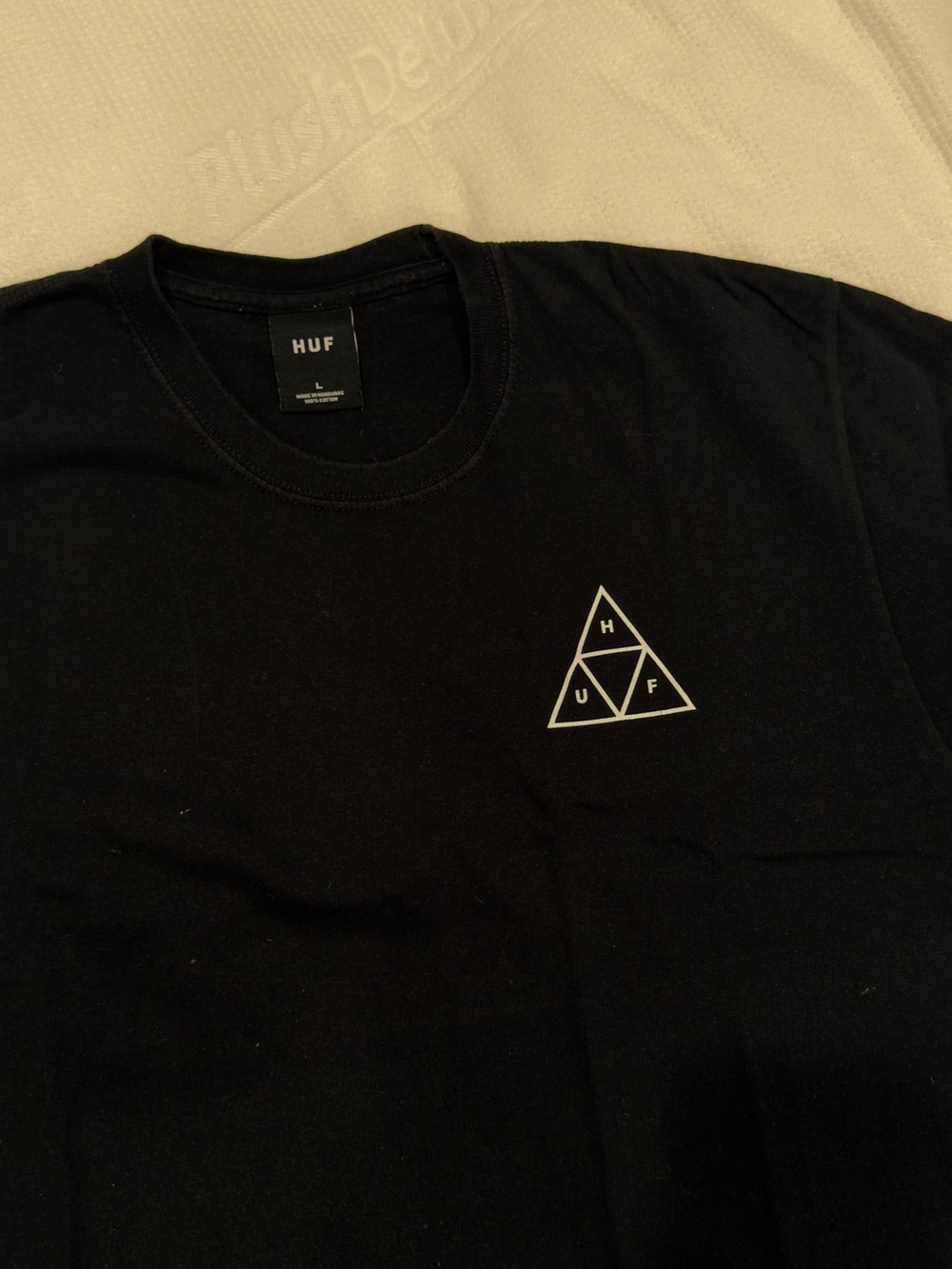 HUF Black Short Sleeve Crew Tee with White Triangle Logo